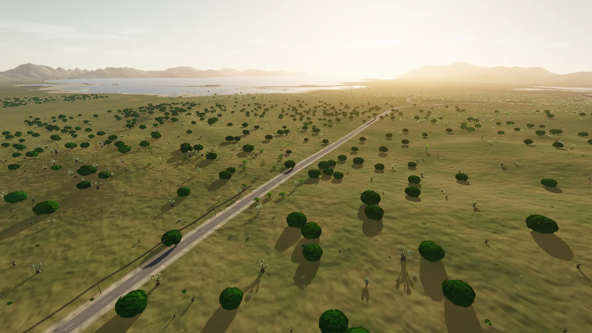 In-game view captured on The Ma-13 to Alcúdia, a cycling route in North Mallorca
