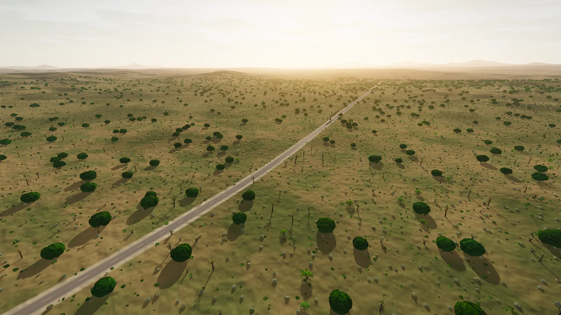 In-game view captured on The Ariany Straight, a cycling route in Pla de Mallorca