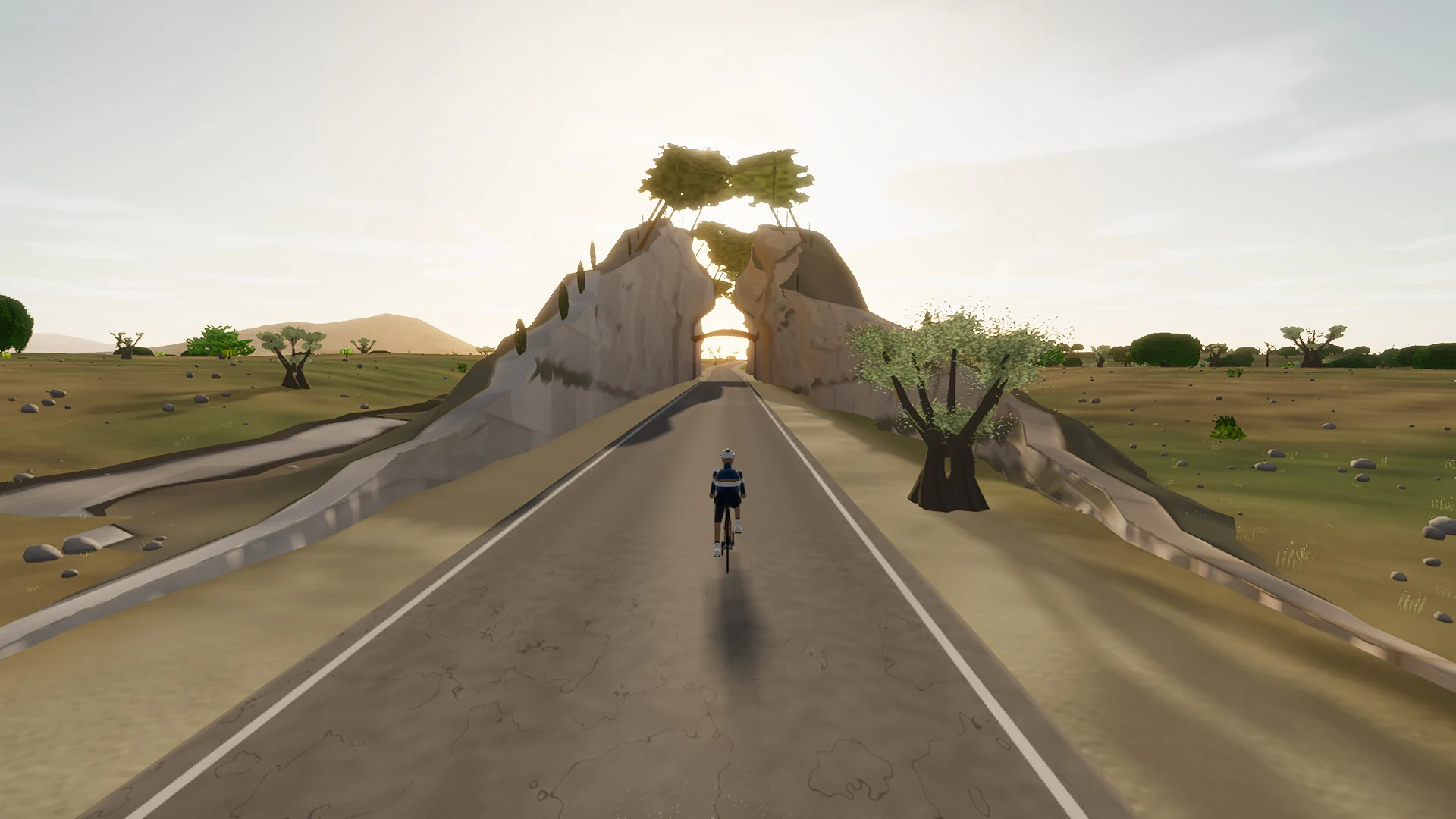 In-game view captured on The camí vell de Muro — Biniagual to Inca, a cycling route in Pla de Mallorca