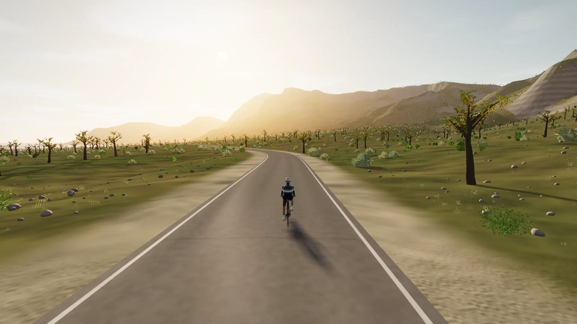 In-game view captured on Colònia de Sant Pere — the Devesa de Ferrutx, a cycling route in Llevant & East Coast