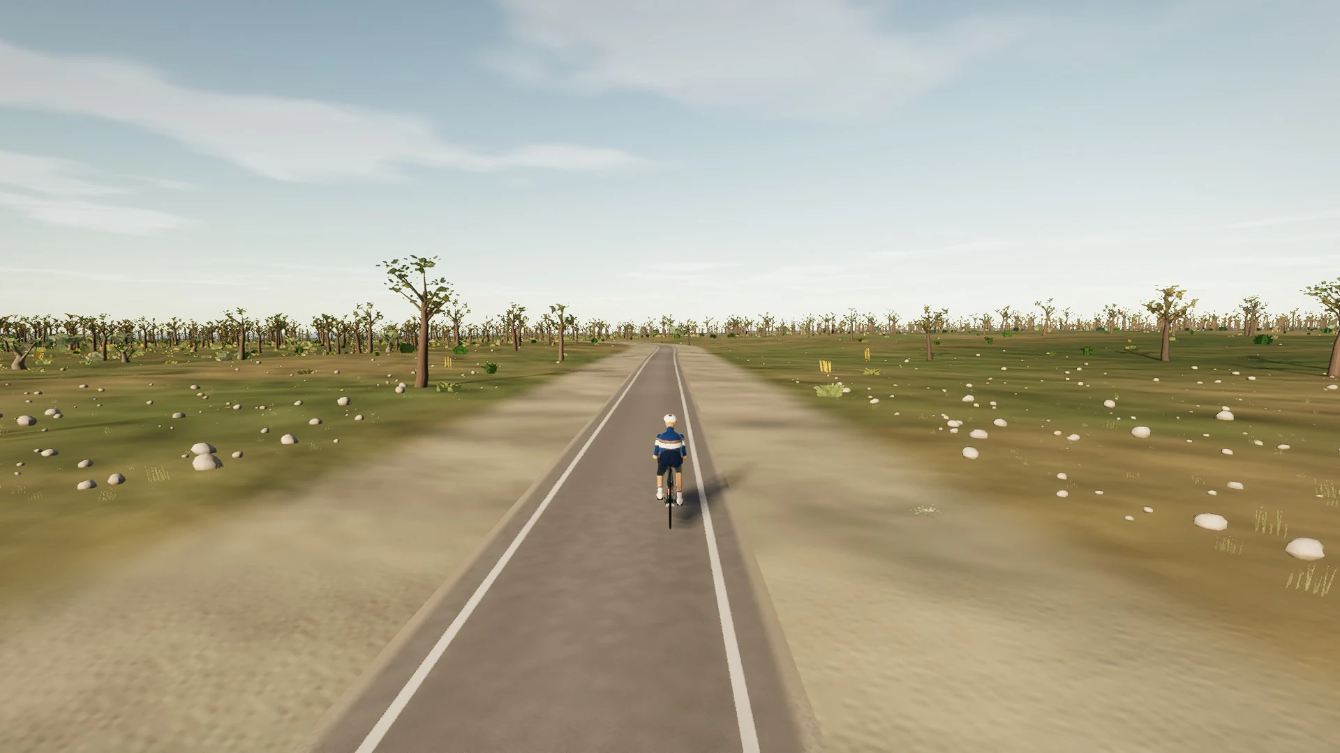 In-game view captured on S’Àguila and Cala Pi, a cycling route in Migjorn & South