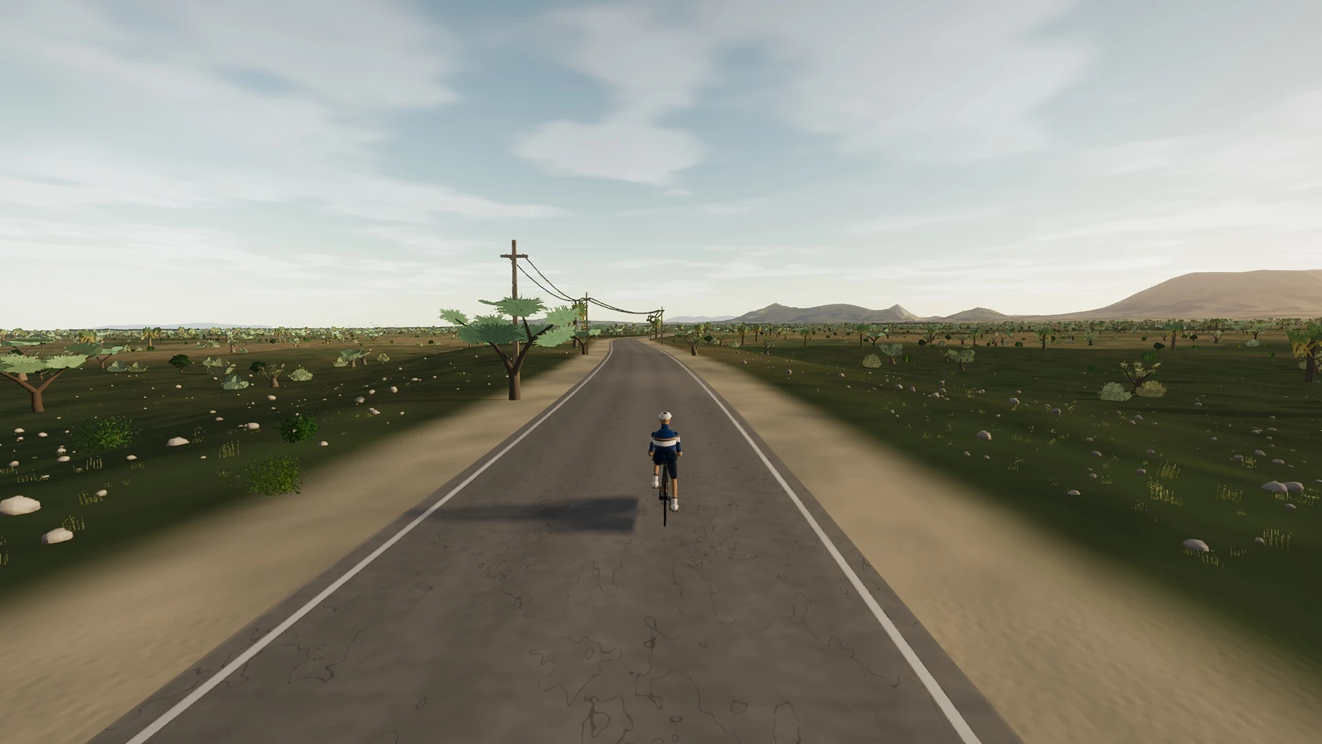 In-game view captured on Camí de Son Marrano, a cycling route in Pla de Mallorca