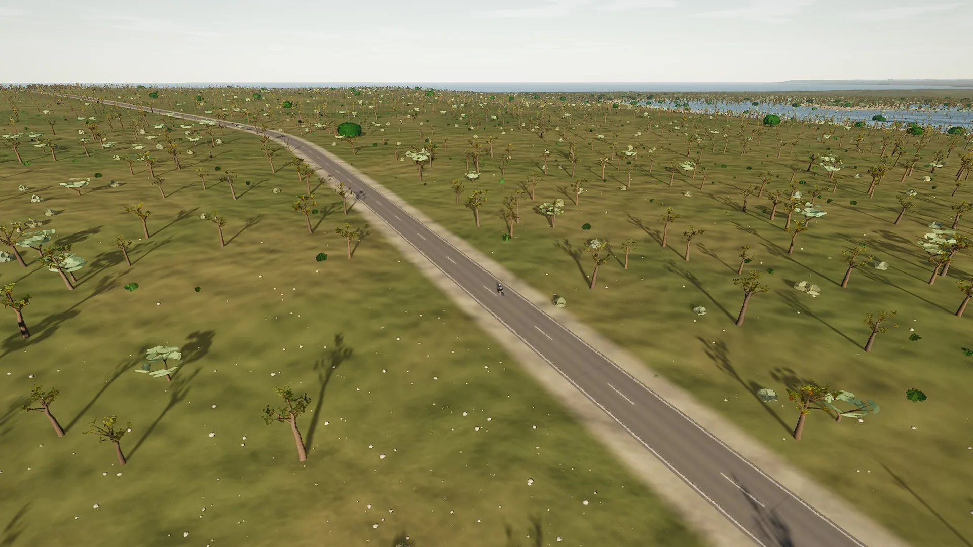 In-game cycling road across the salt country behind Es Trenc