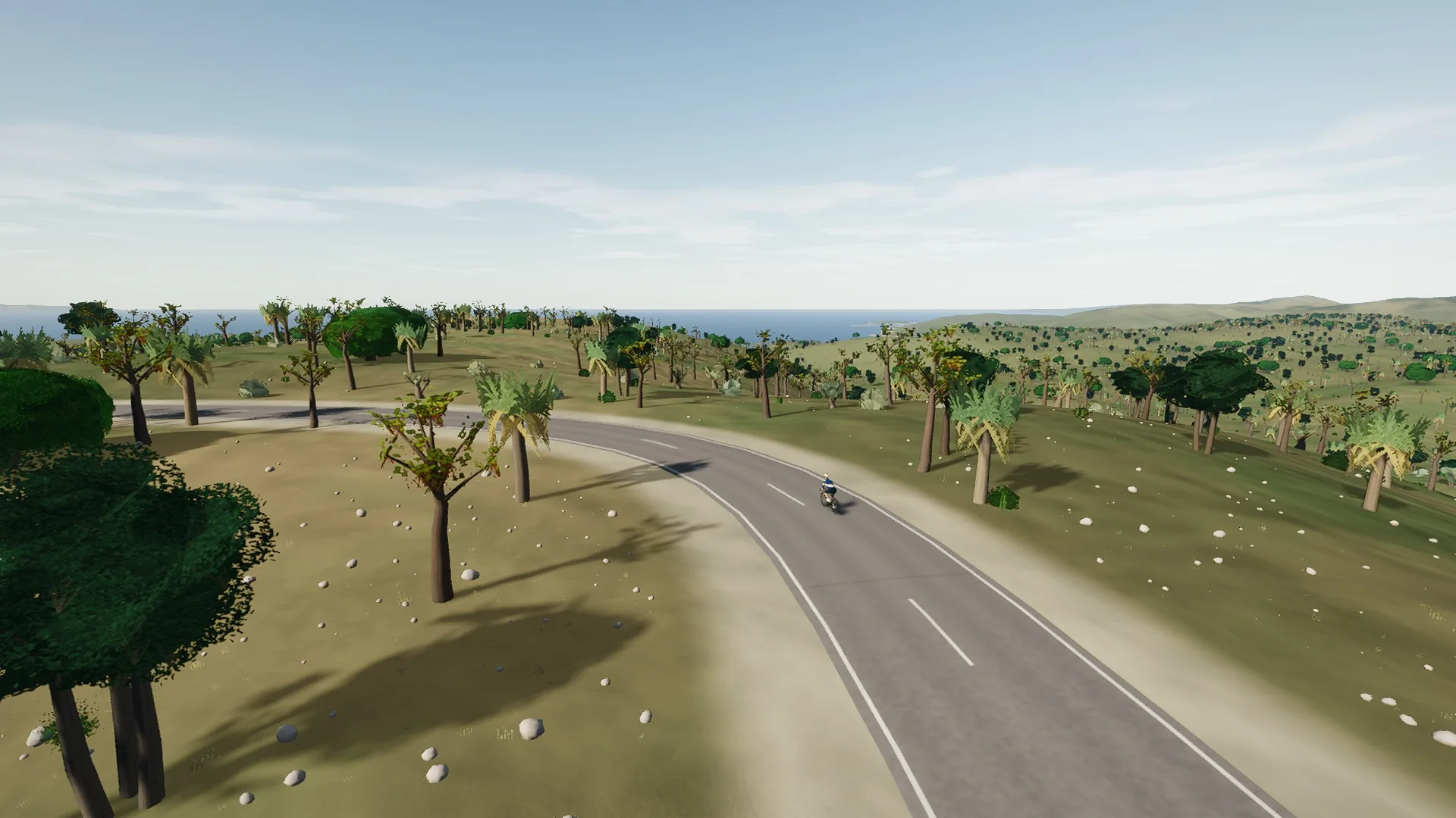 In-game view captured on Down to Cala Major, a cycling route in Palma & Southwest