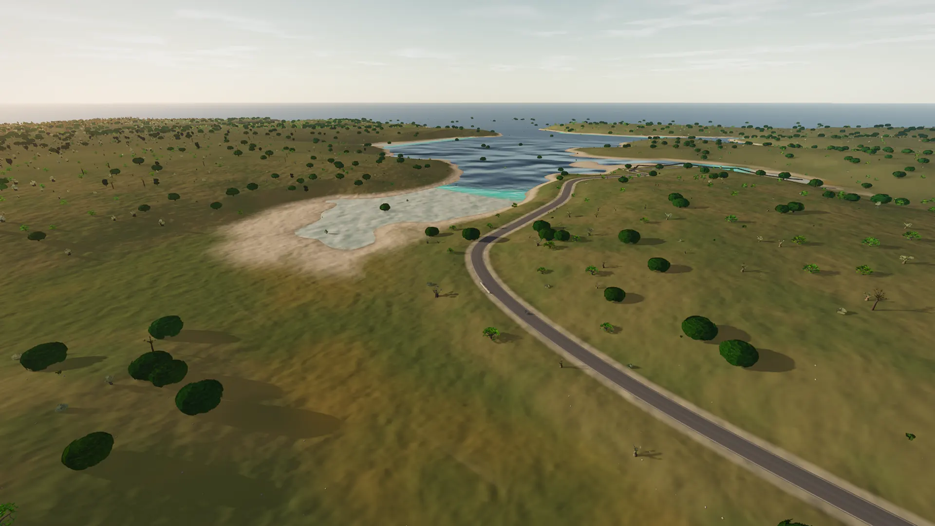 In-game view captured on Campos to Portopetro on the Ma-19, a cycling route in Migjorn & South