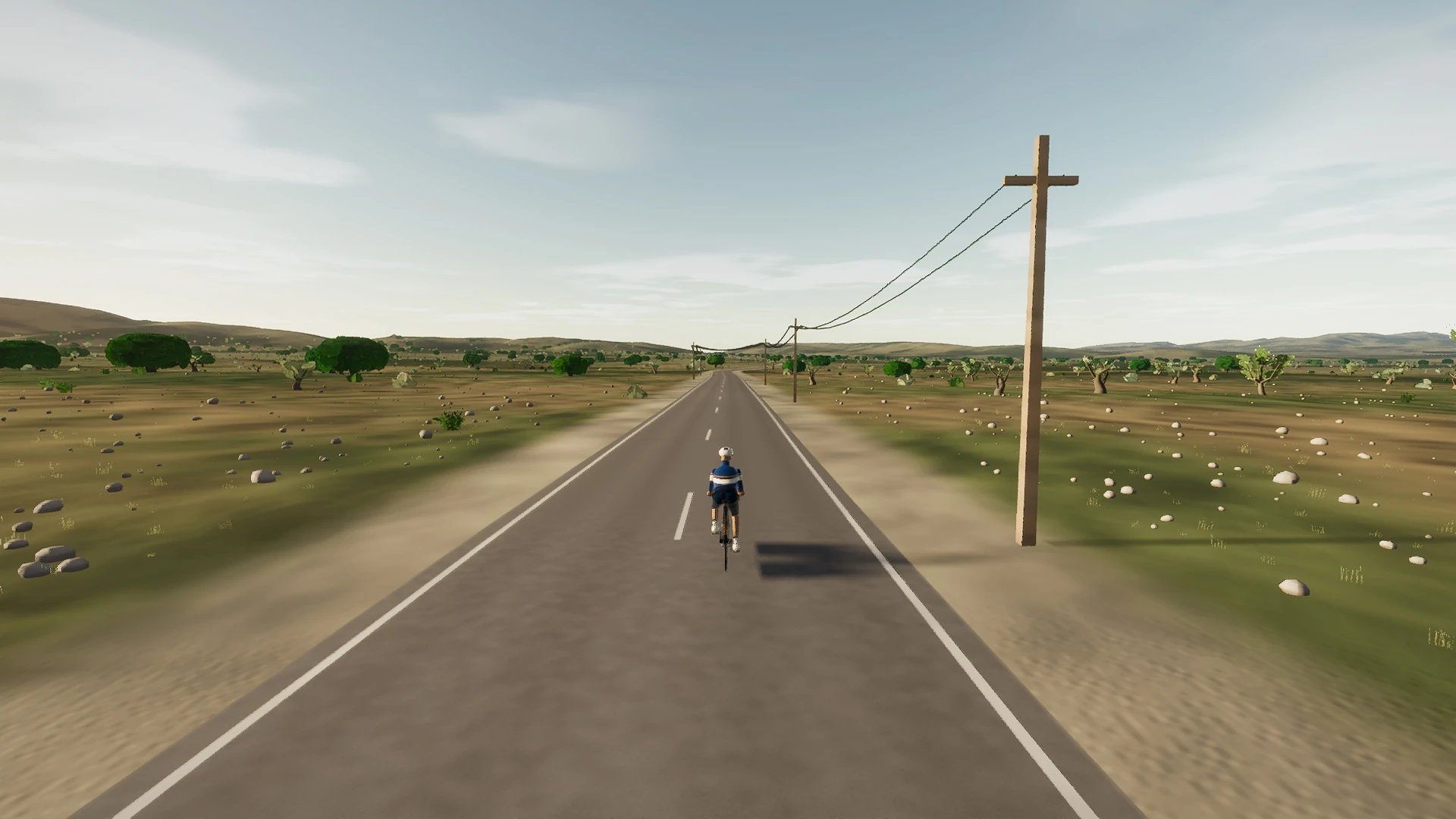 In-game view captured on Montuïri down to the Ma-15, a cycling route in Serra de Tramuntana