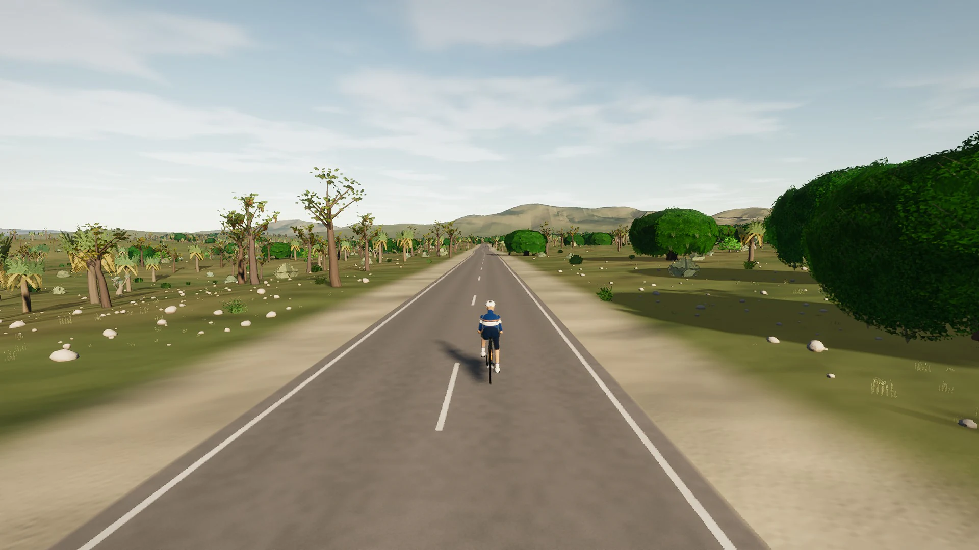In-game view captured on Palma to es Capdellà, a cycling route in Serra de Tramuntana