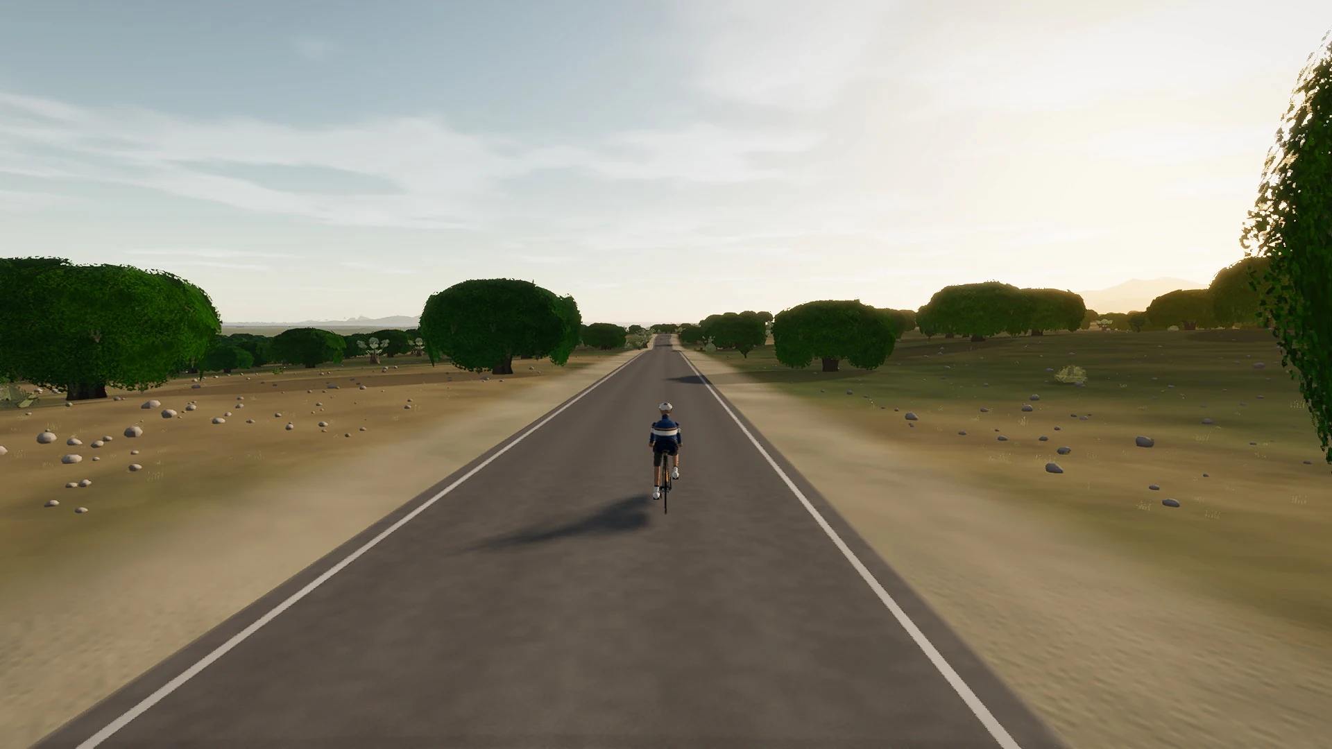 In-game view captured on The Conilles Road, a cycling route in Llevant & East Coast