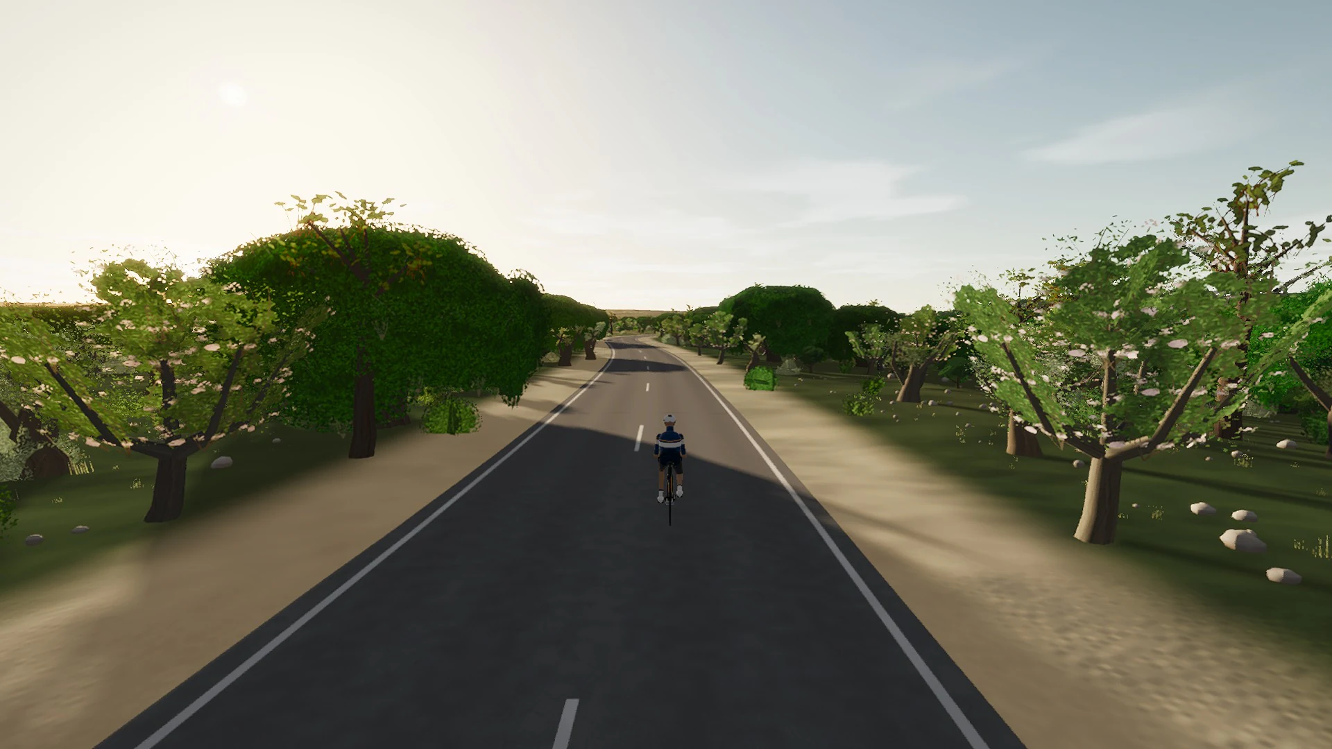In-game view captured on Pina to Montuïri, a cycling route in Pla de Mallorca