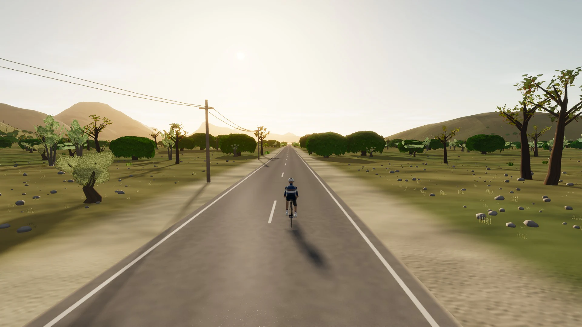 In-game view captured on sa Pobla to Port de Pollença, a cycling route in North Mallorca