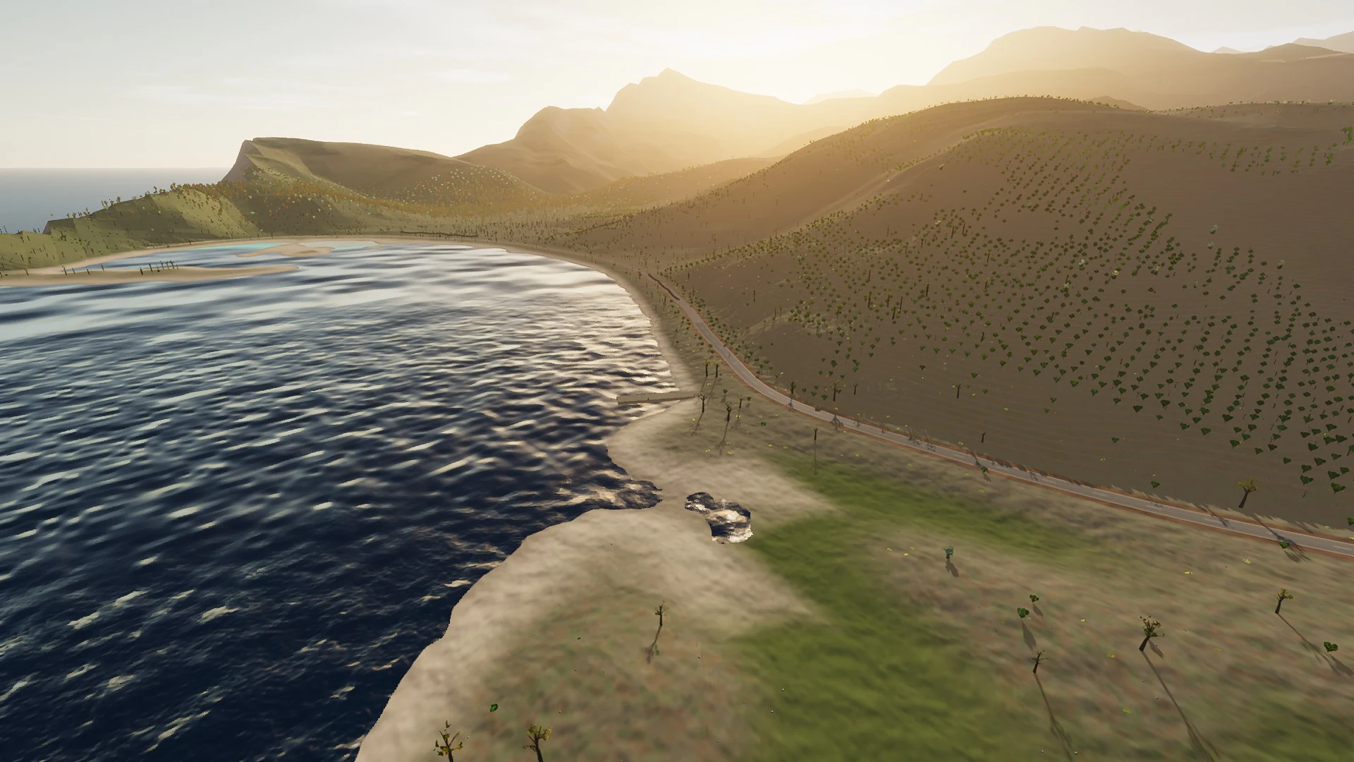 In-game view captured on Down to the Port, a cycling route in Serra de Tramuntana