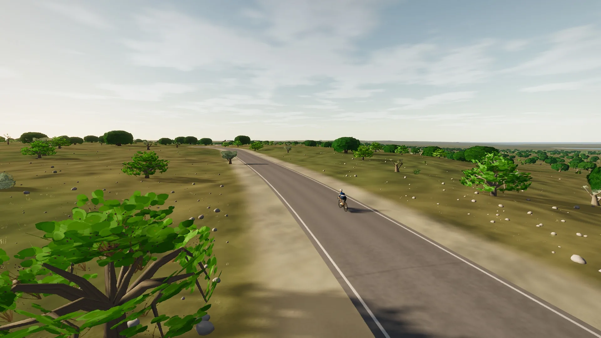 In-game view captured on The ses Salines link, a cycling route in Migjorn & South