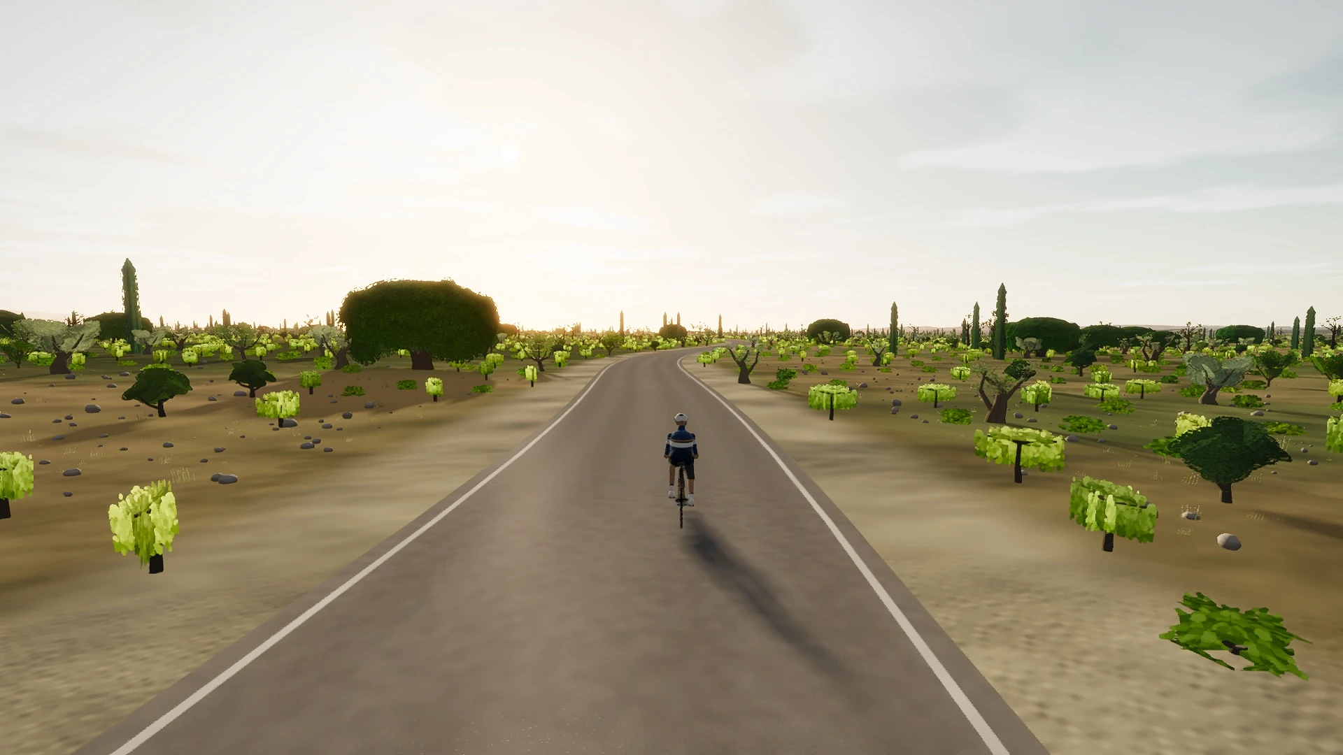 In-game view captured on The camí vell de Muro — Santa Maria to Biniagual, a cycling route in Pla de Mallorca