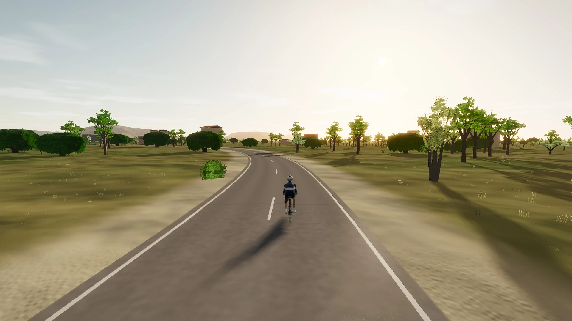 In-game view captured on The sa Pobla Ring, a cycling route in North Mallorca