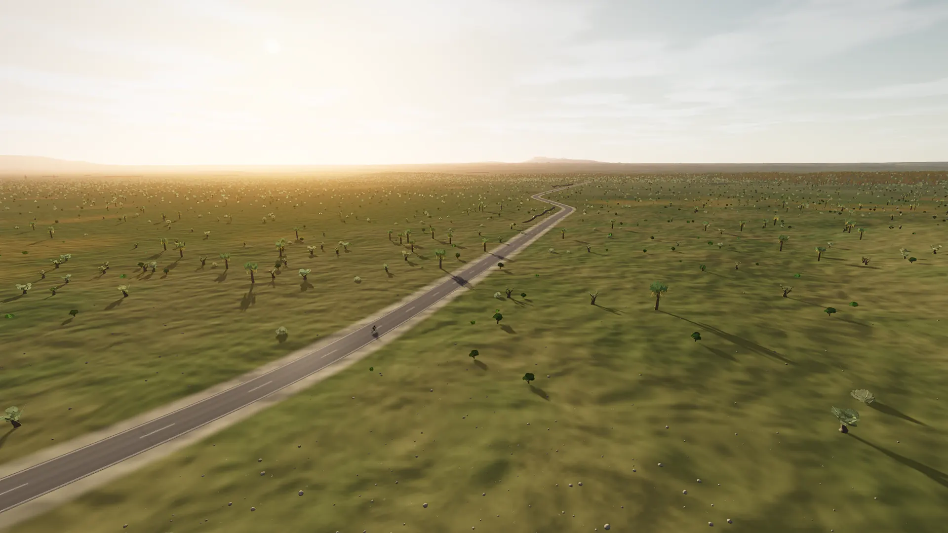 In-game view captured on Camí de Son Fangos, East Arm, a cycling route in Palma & Southwest