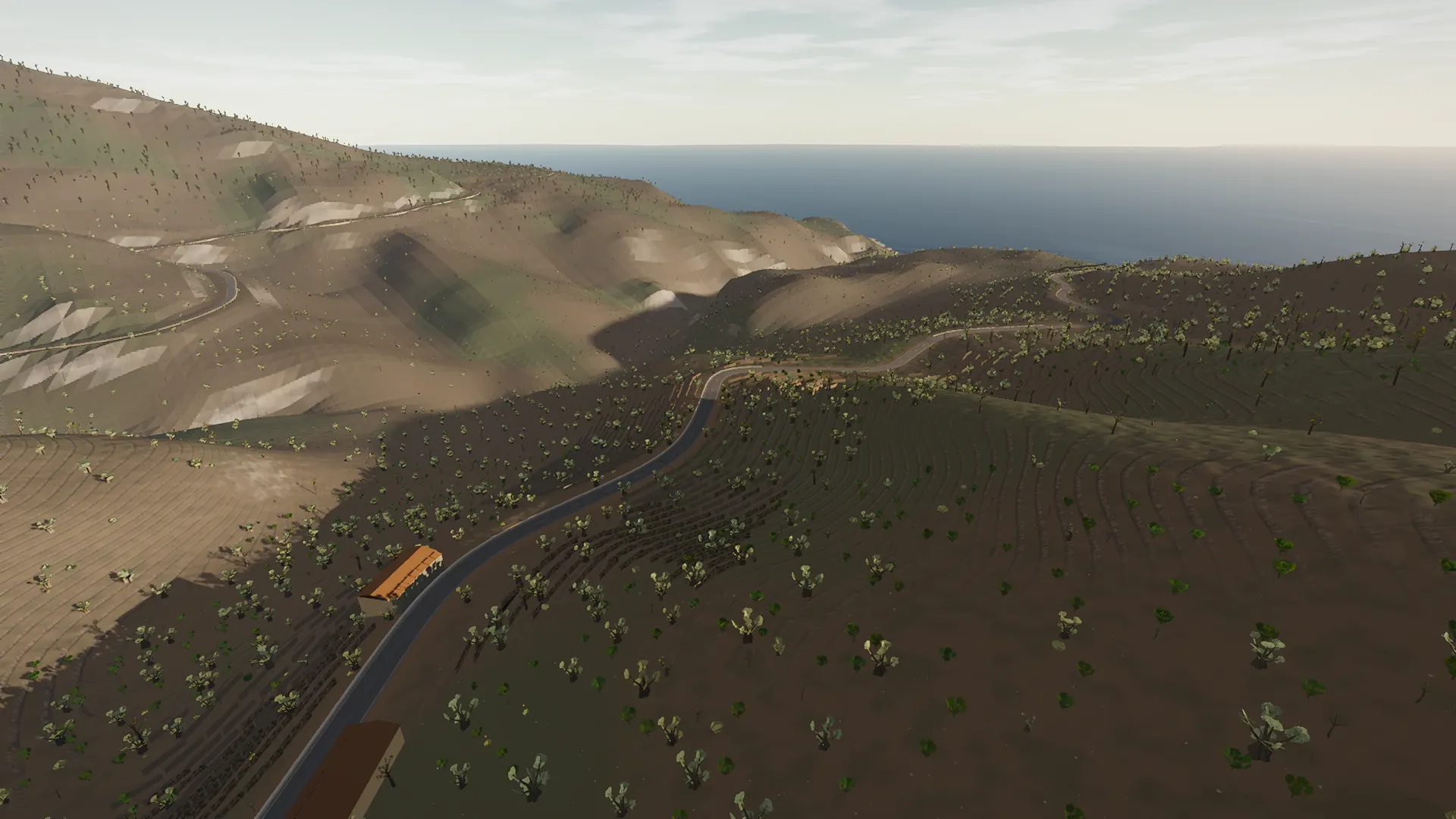 In-game view captured on Palma to Deià, a cycling route in Serra de Tramuntana