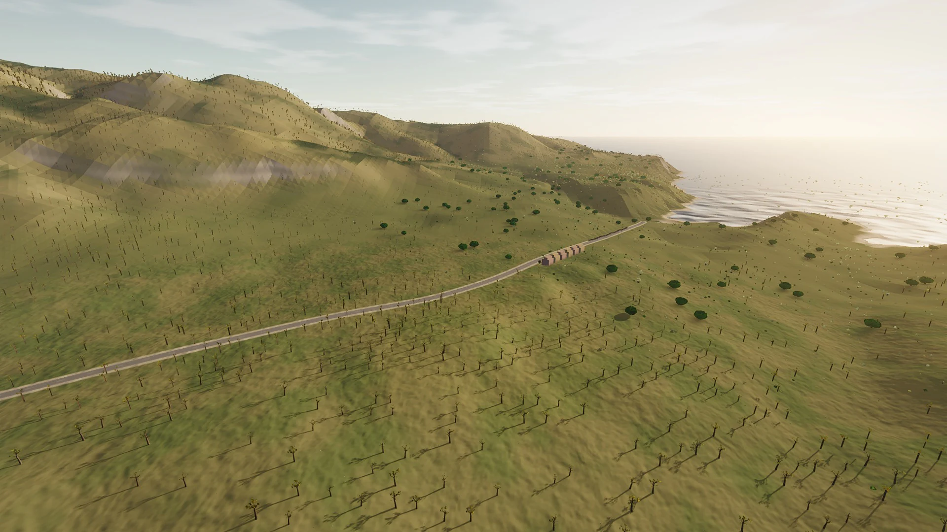 In-game view captured on The Cala Sant Vicenç Road, a cycling route in North Mallorca